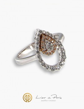 Diamonds Pink & White Gold Ring, 18K