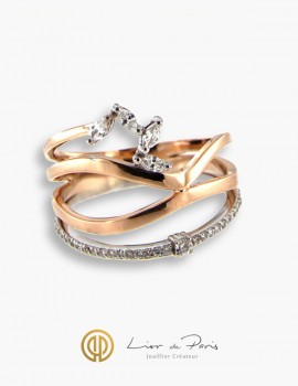 Diamonds Pink & White Gold Ring, 18K