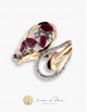 Bague Or Rose & Blanc 18K, Rubis, Diamants