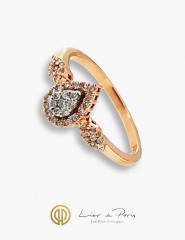 Bague Or Blanc & Rose 18K, Diamants