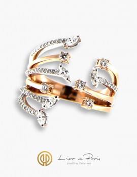 Bague Or Blanc & Rose 18K, Diamants