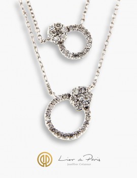 Collier Or Blanc 18K, Diamants