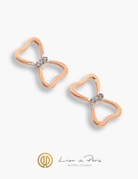 Boucle d'Oreilles Or Rose 18K, Diamants