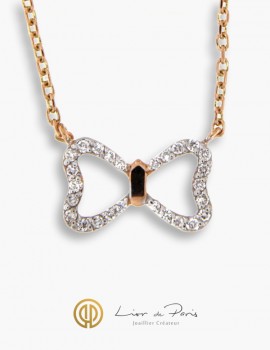 18K Pink Gold Necklace, Diamonds