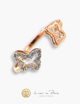 Pink Gold Ring 18K, Diamonds