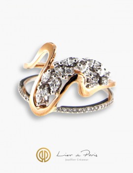 Ring, White & Pink Gold , Diamonds