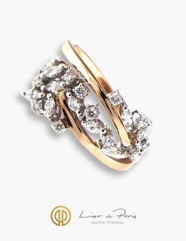 Diamonds White & Pink Gold Ring, 18K