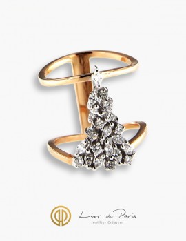 Bague Or Blanc & Rose 18K, Diamants