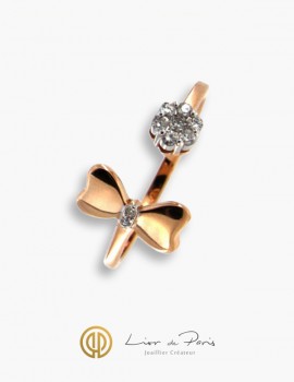 Bague Or Rose 18K, Diamants