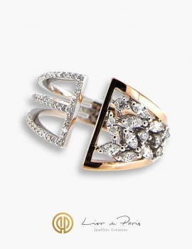 18K White & Pink Gold Ring, Diamonds