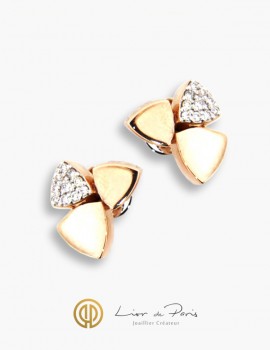 18K Pink Gold Earrings, Diamonds