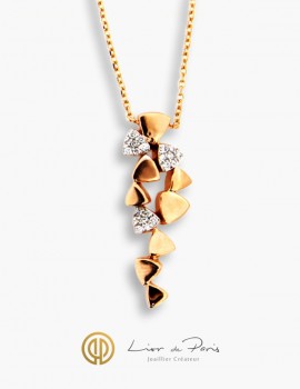 18K Pink Gold Necklace, Diamonds