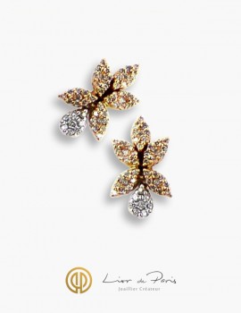 Diamonds Pink & White Gold Earrings 18K