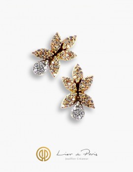 Boucle d'Oreilles Or Blanc & Rose 18K, Diamants