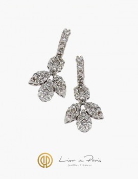 Boucle d'Oreilles Or Blanc 18K, Diamants