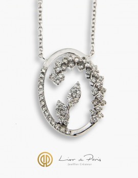 Collier Or Blanc 18K, Diamants