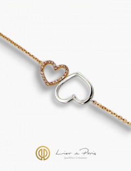 Bracelet Or Blanc & Rose 18K, Diamants