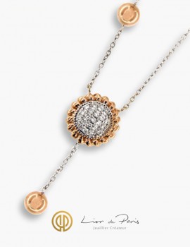 Collier Or Blanc & Rose 18K, Diamants