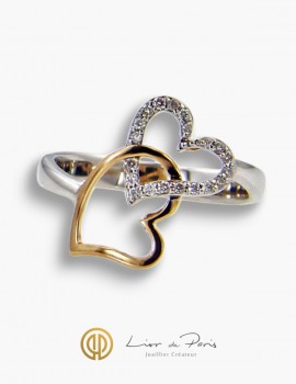 Bague Or Blanc & Rose 18K, Diamants