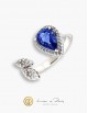 18K White Gold Ring, Sapphire &  Diamonds