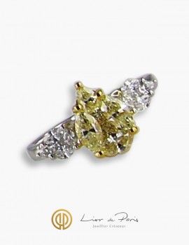 Bague Or Blanc &Jaune 18K, Diamants