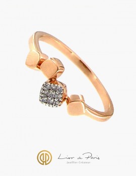 18K Pink Gold Ring, Diamonds