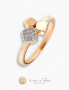 18K Pink Gold Ring, Diamonds