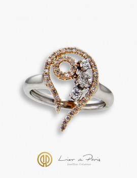 Bague Or Blanc & Rose 18K, Diamants