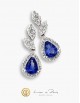 18K White Gold Earrings, Sapphire &  Diamonds