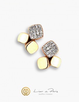 Boucle d'Oreilles Or Rose 18K, Diamants