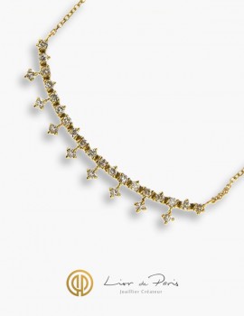 18K Yellow Gold Necklace, Diamonds