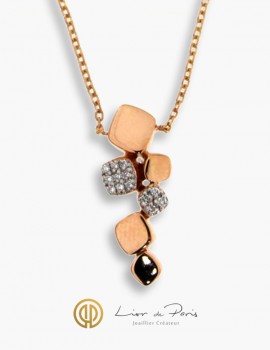 18K Pink Gold Necklace, Diamonds