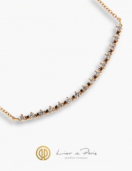 18K Pink Gold Necklace, Diamonds