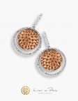 Boucle d'Oreilles Or Blanc & Rose 18K, Diamants