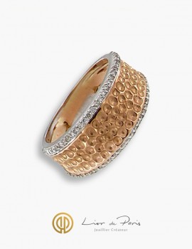 18K White & Pink Gold Ring, Diamonds