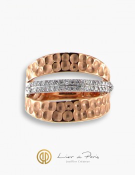 18K White & Pink Gold Ring, Diamonds