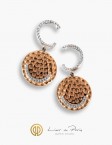 Boucle d'Oreilles Or Blanc & Rose 18K, Diamants