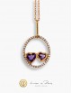 18K Pink Gold Pendant, Diamonds & Amethyst