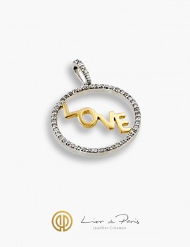 Pendentif Or Blanc & Rose 18K, Diamants