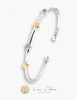 Bracelet Or Blanc & Rose 18K, Diamants