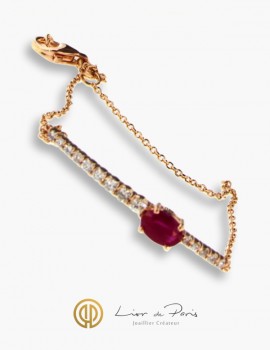 18K Pink Gold Bracelet, Diamonds