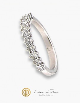 18K White Gold Wedding Band, Diamonds