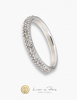 18K White Gold Wedding Band, Diamonds