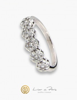 18K White Gold Wedding Band, Diamonds