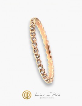 18K Pink Gold Wedding Bands, Diamonds