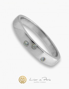 18K White Gold Wedding Band, Diamonds