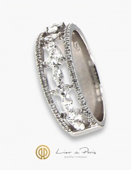 18K White Gold Wedding Band, Diamonds