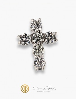 18K White Gold Cross, Diamonds