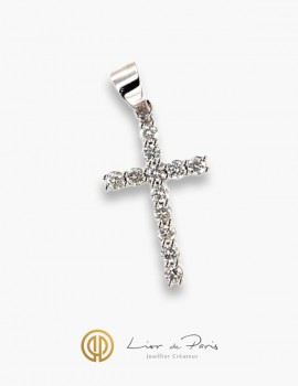 18K White Gold Cross, Diamonds