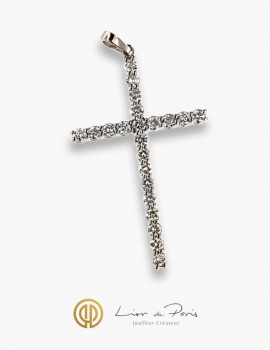 18K White Gold Cross, Diamonds